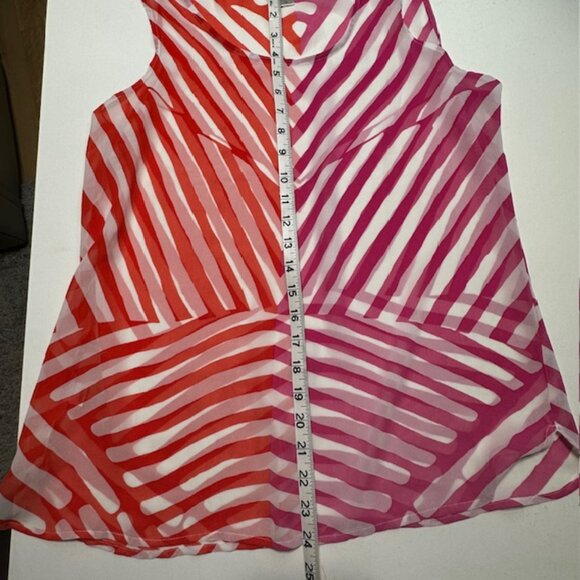 Ann Taylor Loft White Pink Orange Chevron Stripe Blouse Top Tank Size Med - Picture 3 of 6